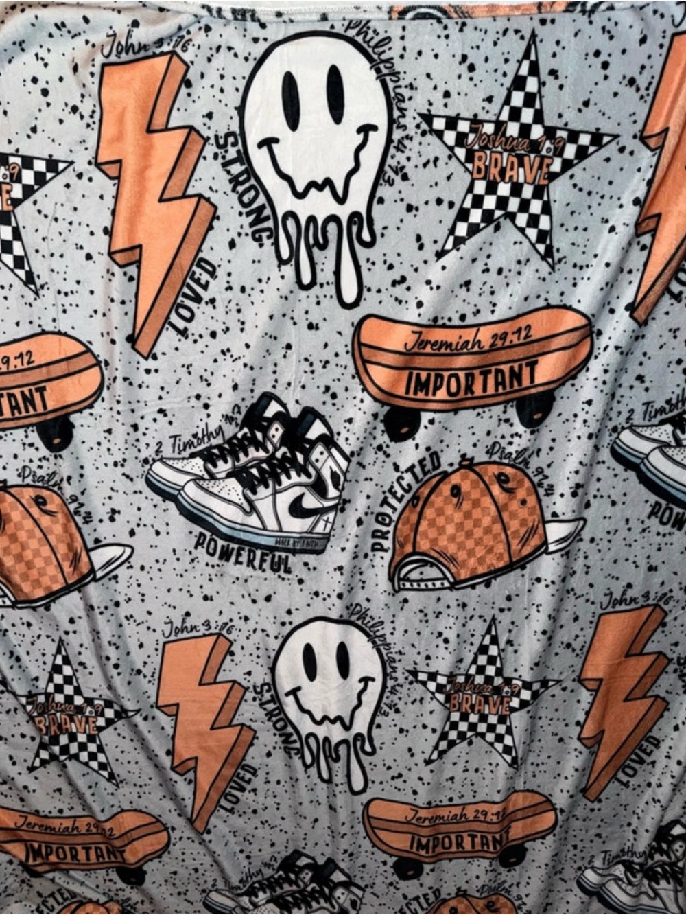 Youth Orange & Black Graphic Throw Blanket by